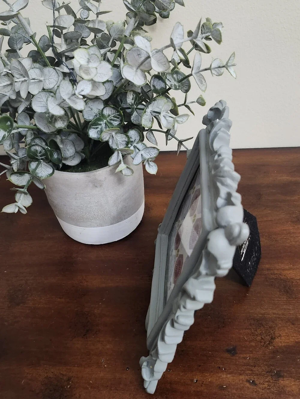 Azzure Home Ornate Photo Frame Gray Carved-Styled Resin Decorative Square 4x4